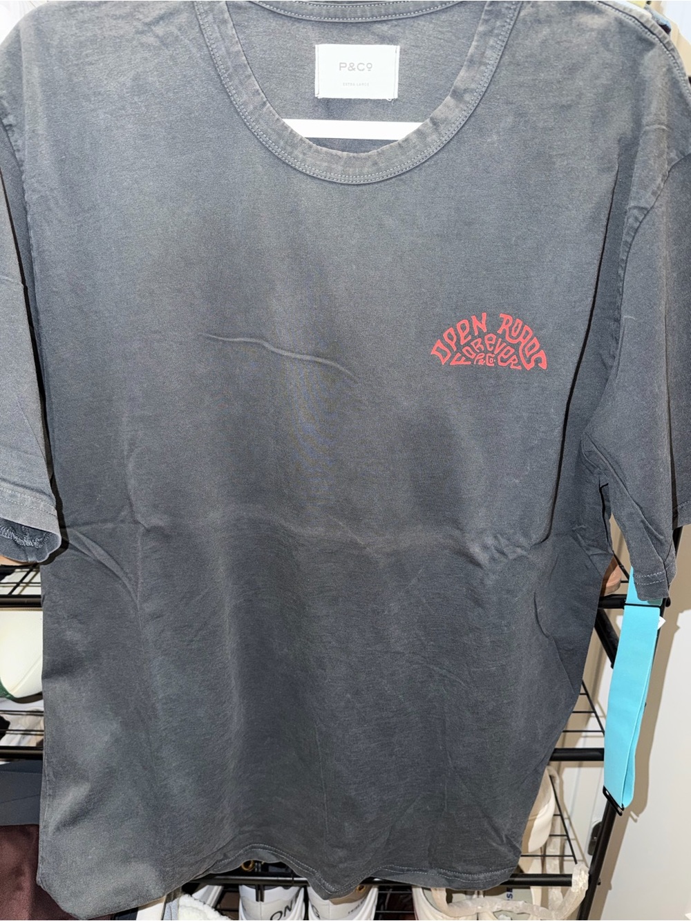 P&Co Black Short-Sleeve Tee with Red Chest Graphic
